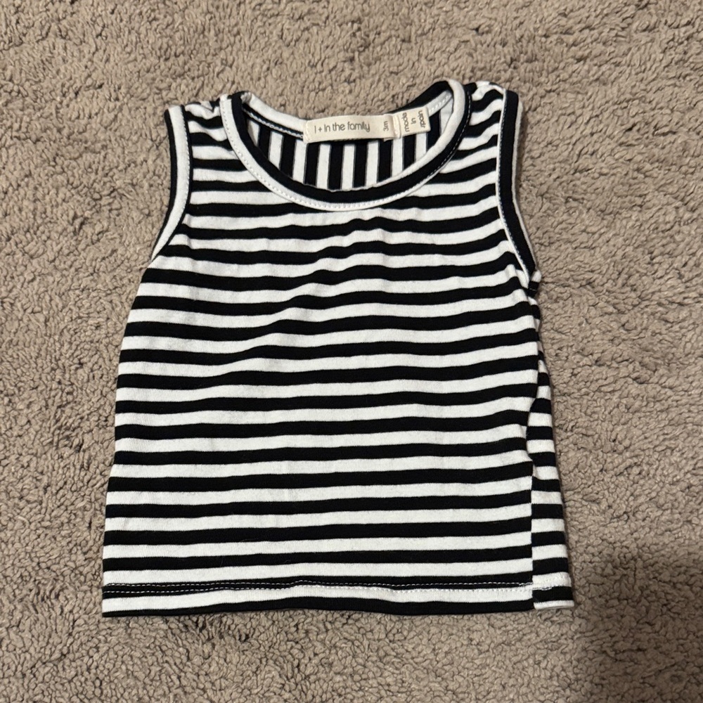 Black and White Striped Kids Tank Top